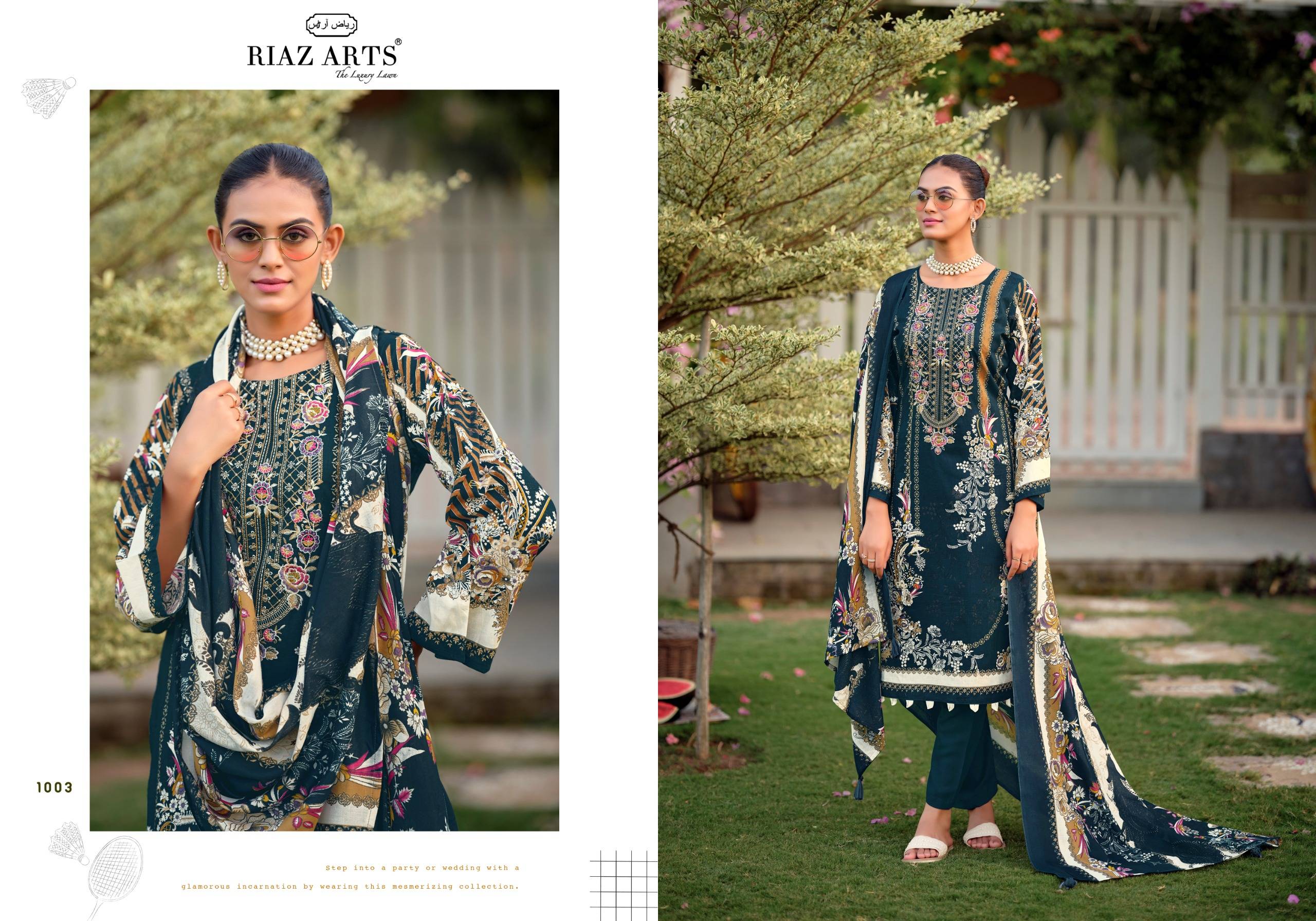 NAYRA VOL-44 By RIAZ ARTS 1001 To 1008 Series Pakistani Suits Ethnic Wear Pure Cotton Dresses At Wholesale